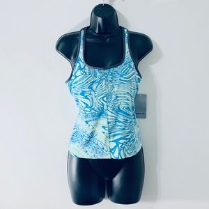 Reebok Athletic Top HYDRO MOVE Tank w Built-In Bra Blue Green